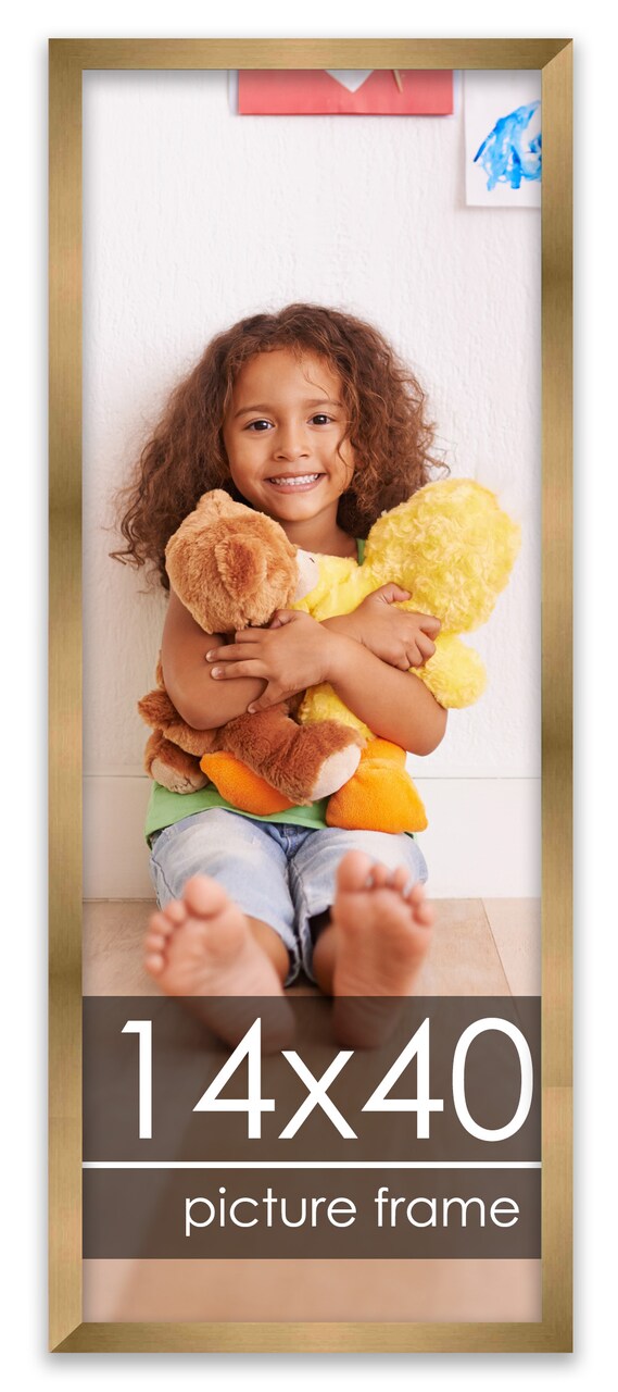 14x40 Gold Wood Picture Panoramic Frame - UV Acrylic, Foam Board Backing, Hanging Hardware